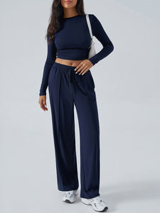 Long Sleeve Top & Wide Leg Pants Set