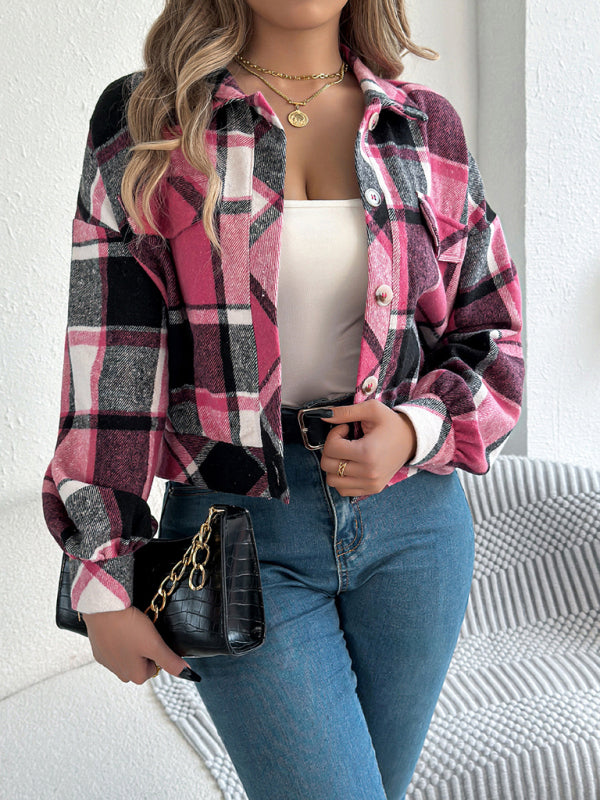 Cropped Plaid Jacket