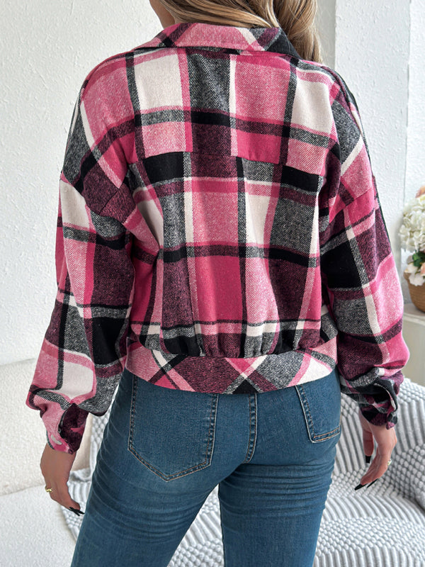 Cropped Plaid Jacket