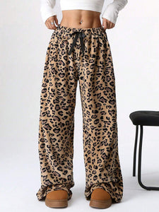 Leopard Print Wide-Leg Pants