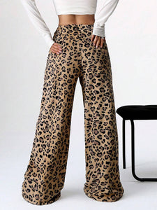 Leopard Print Wide-Leg Pants