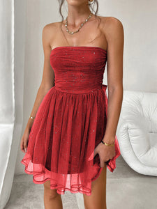 Short Strapless Evening Dress