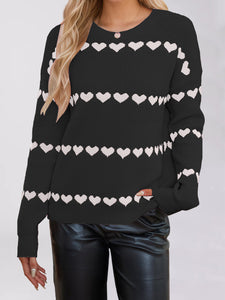 Heart Print Loose Jumper