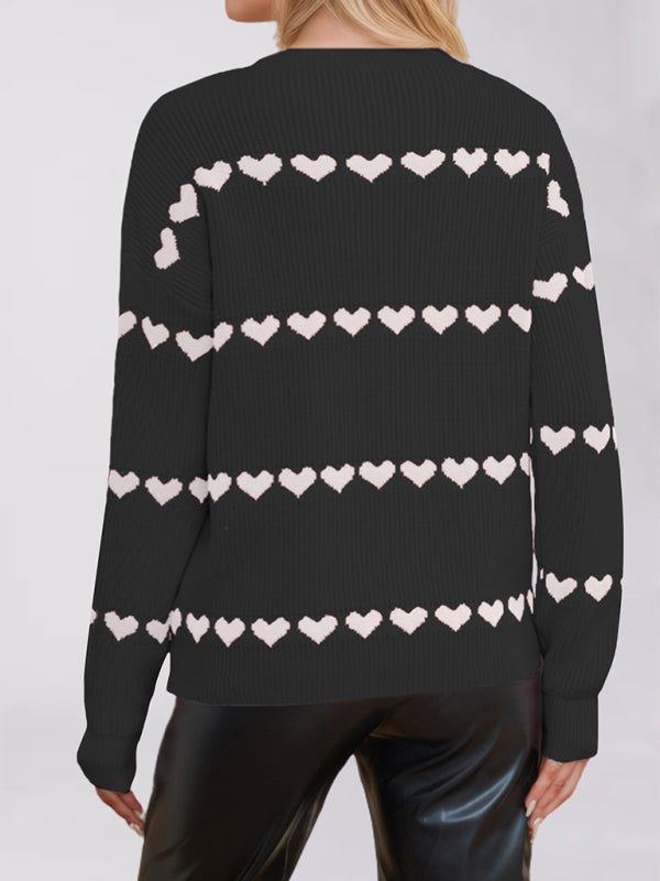 Heart Print Loose Jumper