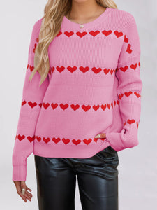 Heart Print Loose Jumper