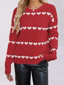 Heart Print Loose Jumper