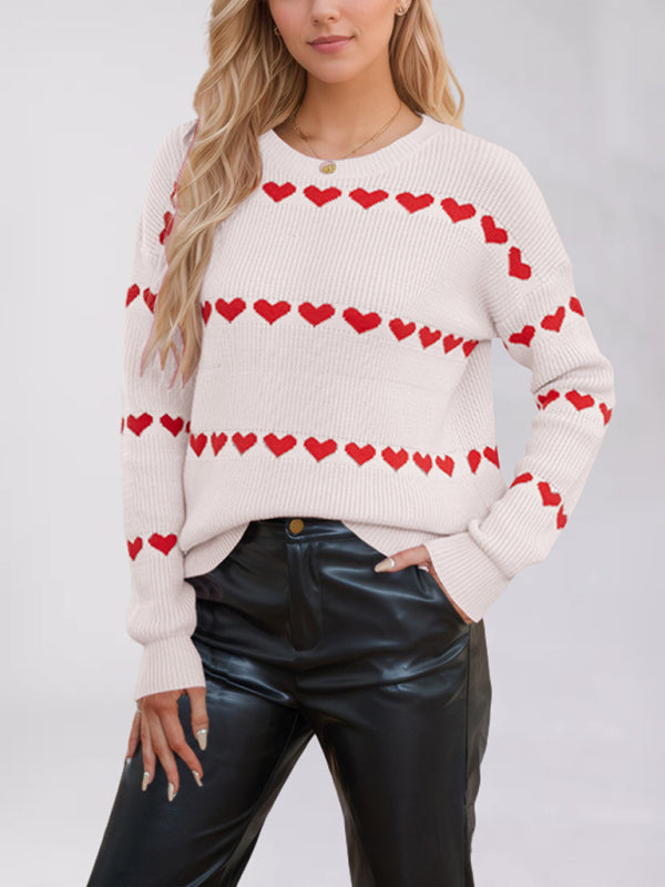 Heart Print Loose Jumper