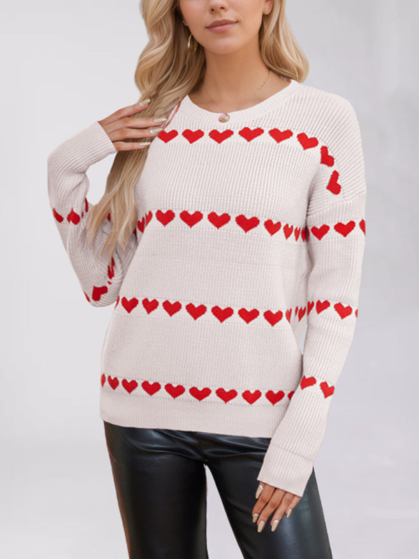 Heart Print Loose Jumper