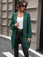 Load image into Gallery viewer, Beaded Dark Green Cardigan
