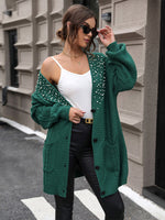 Load image into Gallery viewer, Beaded Dark Green Cardigan
