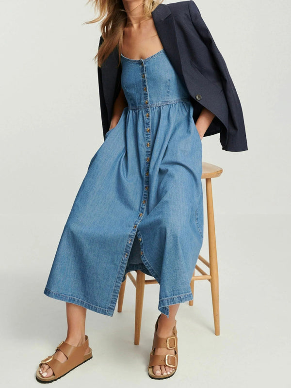 Denim Suspender Dress