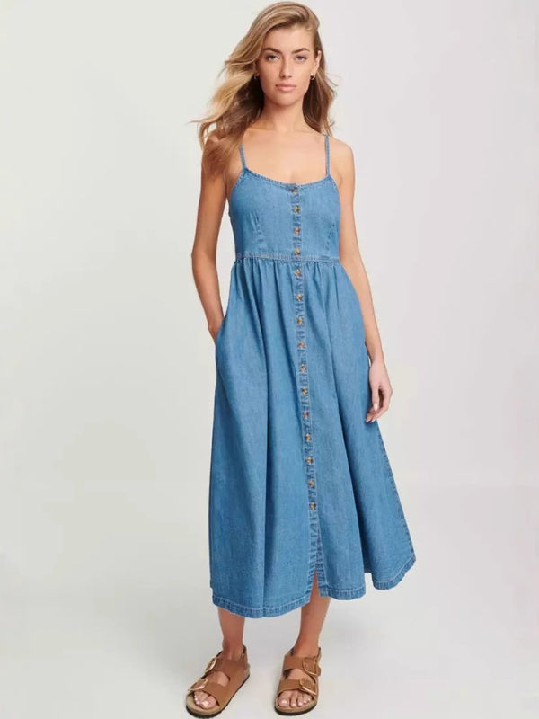 Denim Suspender Dress