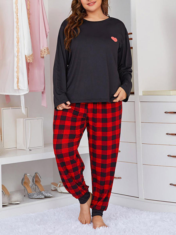 Curve Plaid Trousers Pyjamas Set