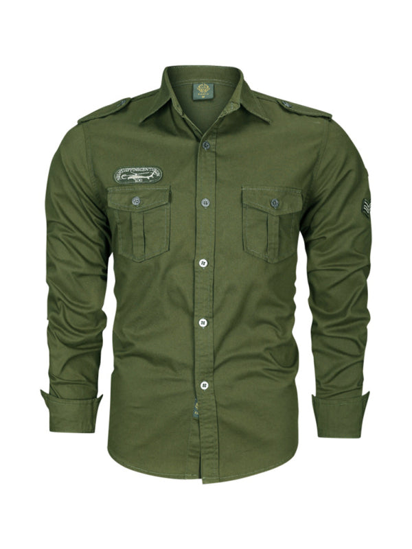 Military Style Badge Button-up Shirt