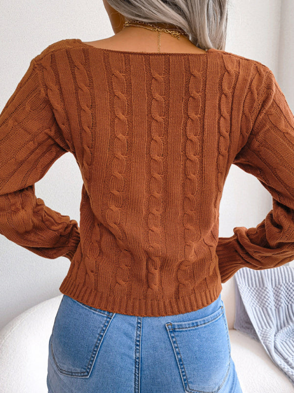 Cross Twist Crop Sweater