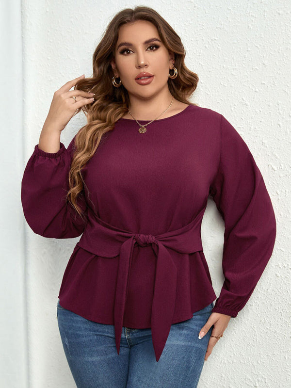 Purple Curve Tie Waist Top