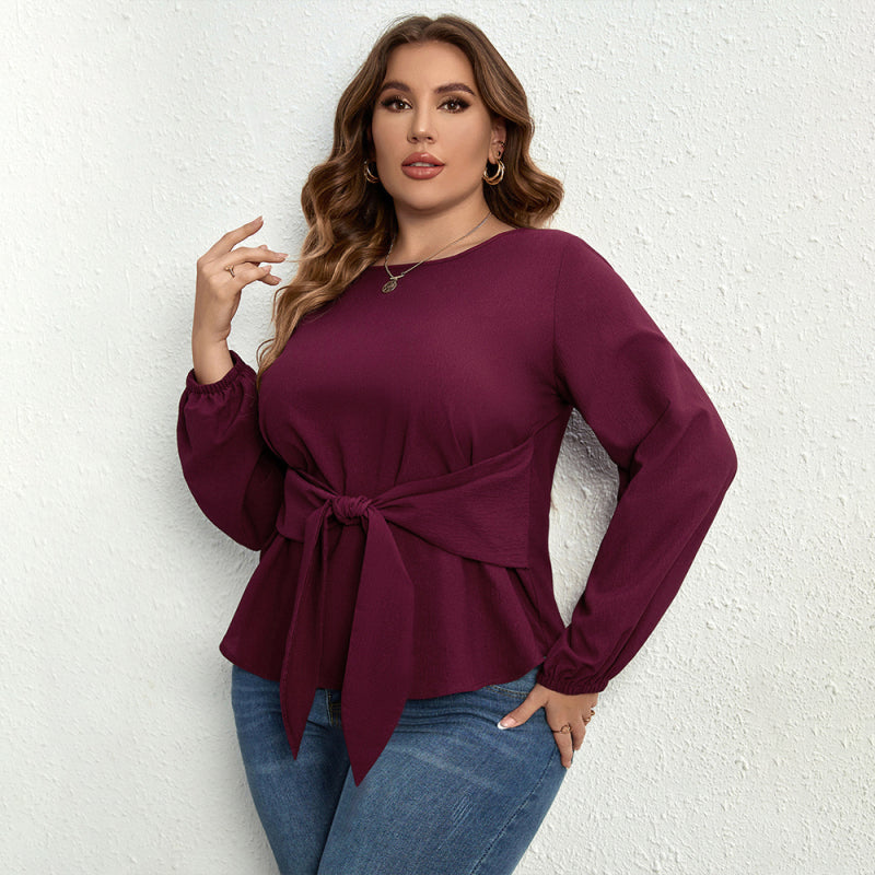 Purple Curve Tie Waist Top