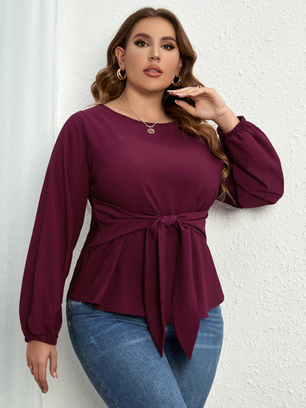 Purple Curve Tie Waist Top