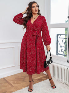 Curve Dot Printed Midi Dress