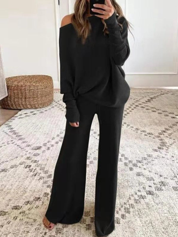 Ribbed Wide Leg Pants Set