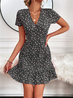 Load image into Gallery viewer, V Neck Short Sleeve Printed Dress
