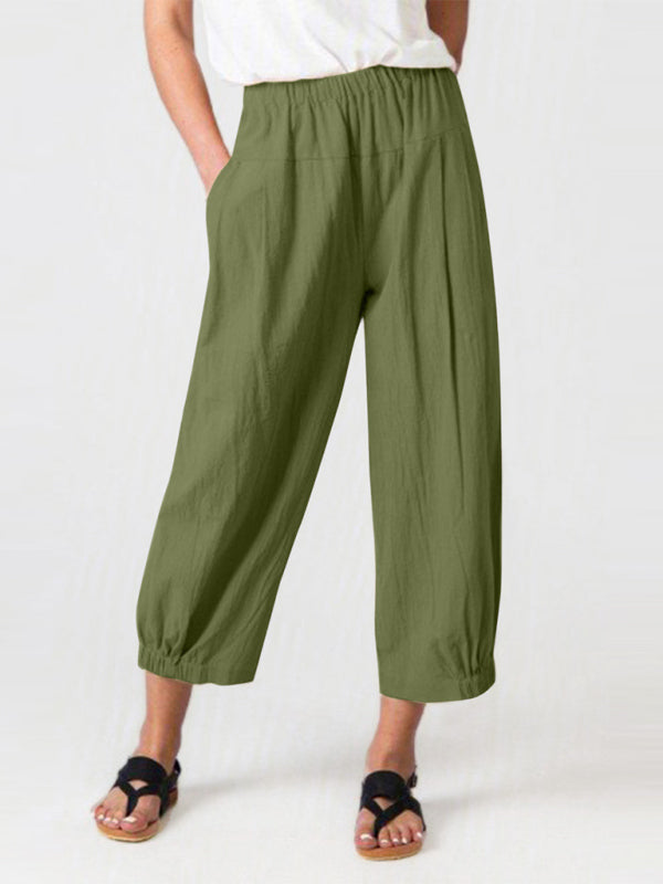 Cropped Wide-leg Linen Pants