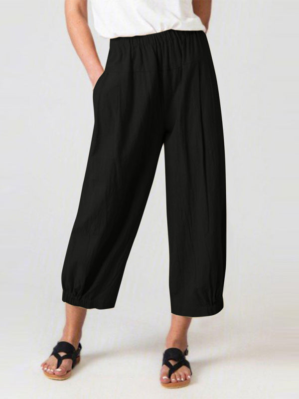 Cropped Wide-leg Linen Pants