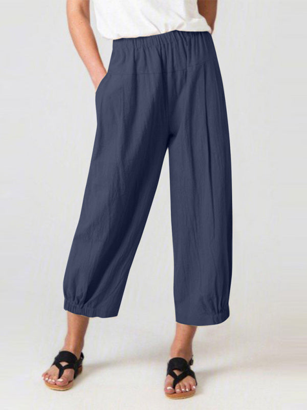 Cropped Wide-leg Linen Pants