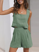 Load image into Gallery viewer, Sleeveless Square Neck Top + Shorts Two-Piece Set
