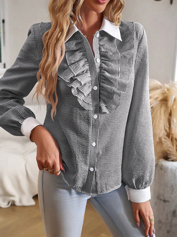 Patchwork Long Sleeved Blouse