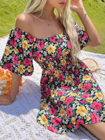 Load image into Gallery viewer, Off-Shoulder Ruffle Printed Dress
